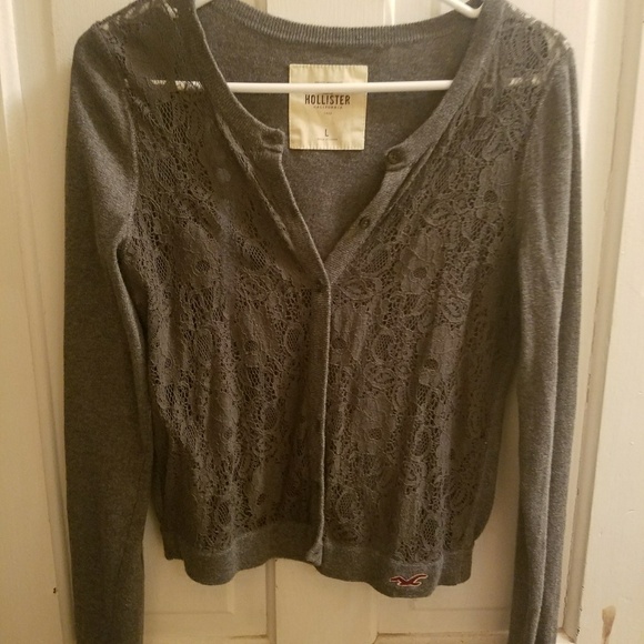 Hollister Grey lace button up cardigan - Picture 2 of 3